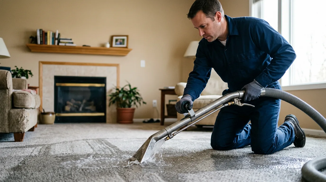 Water damage restoration technician working near Thorn Hill, TN